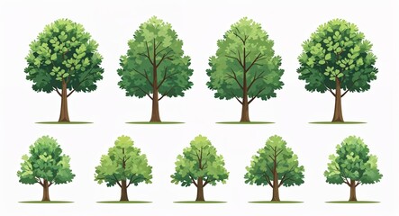 Fototapeta premium Set bundle of ash tree minimalist childish style illustration on plain white background