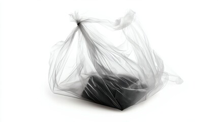 Fototapeta premium black object in transparent plastic bag