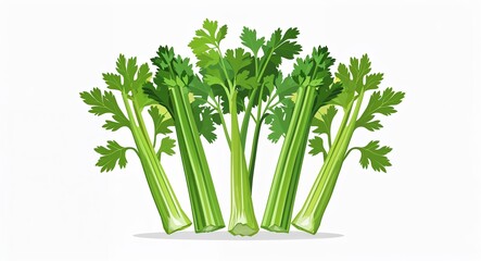 Set bundle of celery minimalist childish style illustration on plain white background