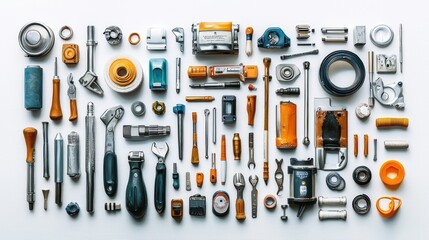 Fototapeta premium A Variety of Different Tools Neatly Arranged on a White Surface
