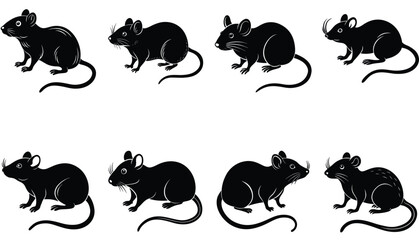 Mouse vector shilhouette bundle. Rat vector shilhouette bundle 