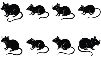 Mouse vector shilhouette bundle. Rat vector shilhouette bundle 