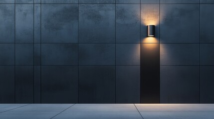 modern dark gray wall with illuminated wall lamp