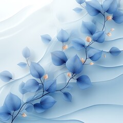 Beautiful Blue Abstract Floral Design Illustrative Digital Art