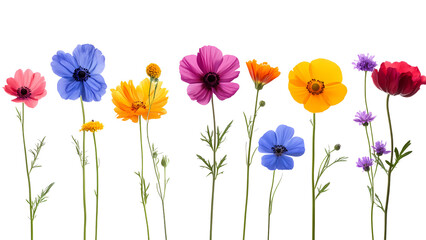 Fototapeta premium a collection of vibrant and colorful flowers in a row