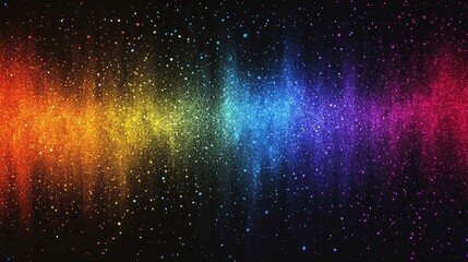 Vibrant Spectrum of Colors in a Starry Night Sky with Radiant Light Waves