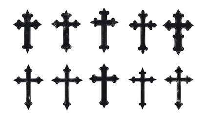 a collection of black crosses arranged in a grid pattern