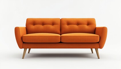 Fototapeta premium Modern Orange Sofa in Studio Setting