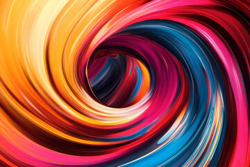 Illustration of a colorful abstract swirl, with bright, flowing lines that seem to move and change direction. The dynamic design and bold colors evoke energy and creativity.