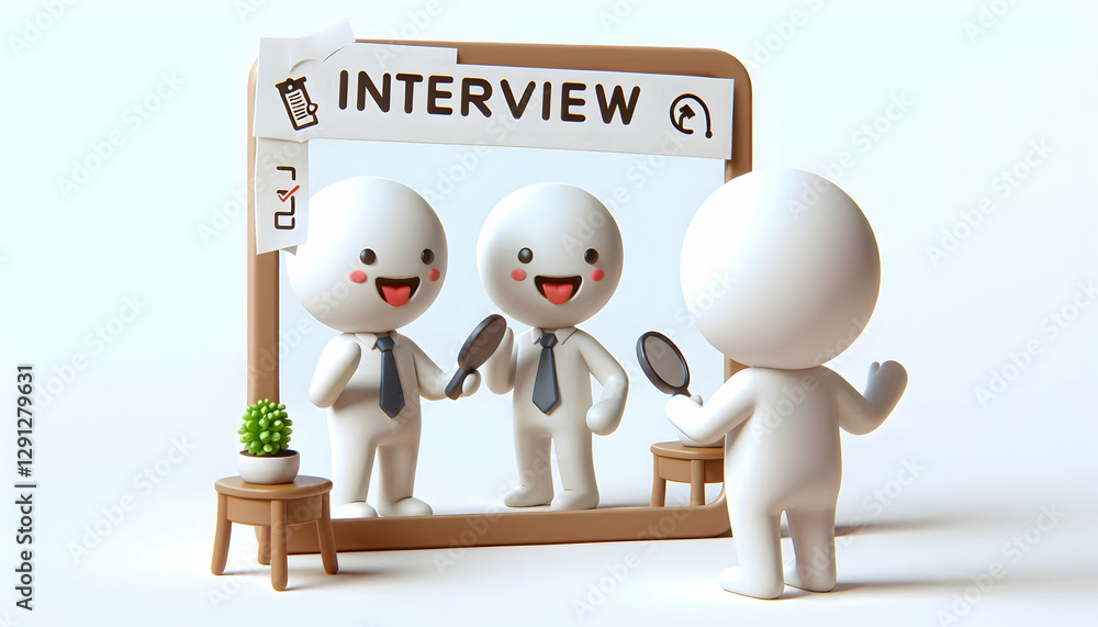 Poster boost your confidence: 3d interview prep with mirror practice tips