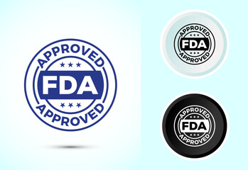 FDA approved icon, Food and Drug administration icon label, Color black and white