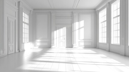 bright white room interior design photography