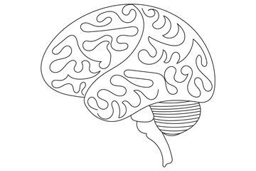 
Human brain Continuous one line art drawing of scissors vector illustration design