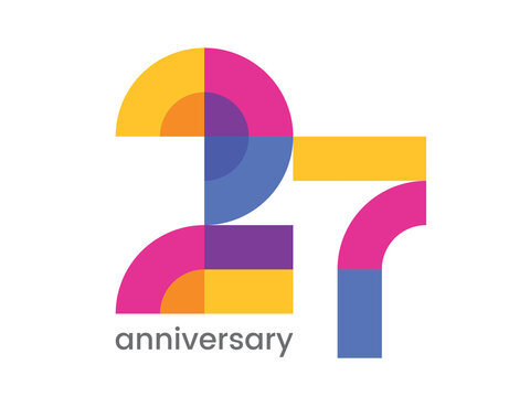 logo 27th anniversary celebration with colorful design, Modern geometric style. 