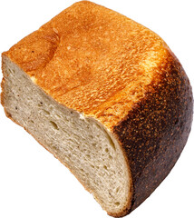 close up image of a piece of bread on a white background