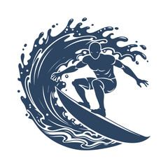Surfboard Rider Silhouette Tropical Surf Clipart Design