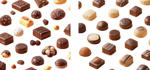 Obraz premium A composition of different types of chocolates a transparent background PNG