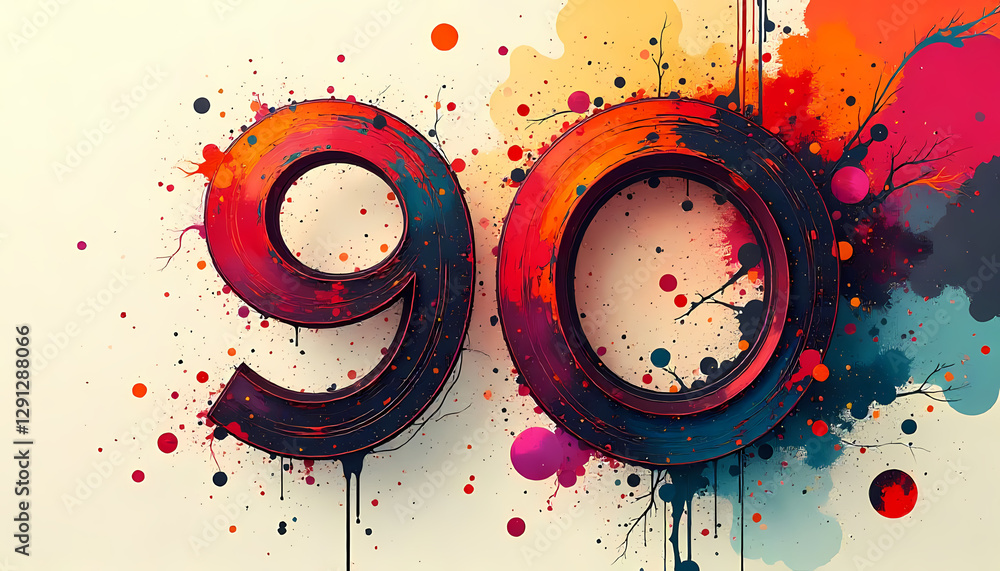 Poster number ninety in abstract colorful style