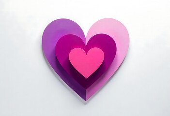 Fototapeta premium A layered display of colorful heart shapes on a white background