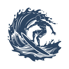 Surfer Silhouette Vector Illustration Isolated Clipart Design