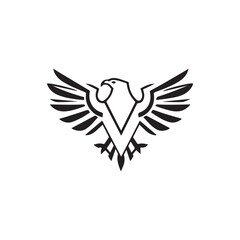 Obraz premium Creative Minimalist Letter V Eagle Logo Design Silhouette Vector Illustration