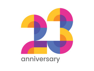 logo 23th anniversary celebration with colorful design, Modern geometric style. 