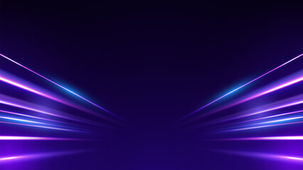 Dynamic motion light trails with motion blur effect on dark background. Modern abstract high-speed movement. Futuristic, technology pattern for banner or poster design.