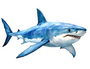 Fototapeta premium Artistic representation of a great white shark in a dynamic underwater setting