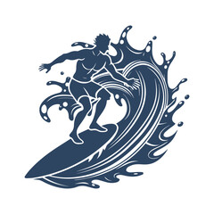 Surfer Silhouette Vector Illustration Isolated Clipart Design