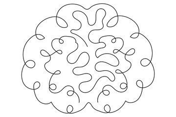 
Human brain Continuous one line art drawing of scissors vector illustration design