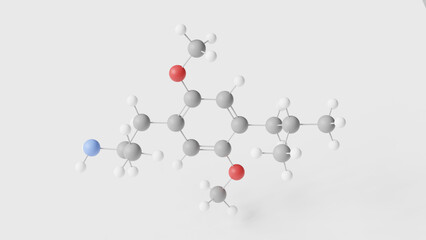 2.5-Dimethoxy-4-isobutylamphetamine molecule 3d, molecular structure, ball and stick model, structural chemical formula anti-inflammatory agents