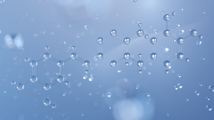 rosmarinic acid molecular structure, 3d model molecule, anti-inflammatory drugs structural chemical formula view from a microscope