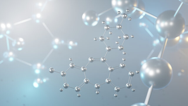 clozapine molecular structure, 3d model molecule, atypical antipsychotics structural chemical formula view from a microscope