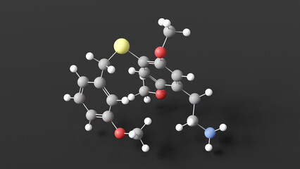 2c-t-33 molecule 3d, molecular structure, ball and stick model, structural chemical formula anti-inflammatory agents