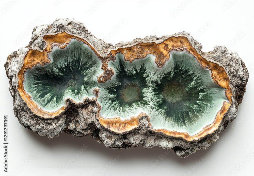 Poster stunning close-up view of unique geological formation featuring vibrant green and earthy brown color