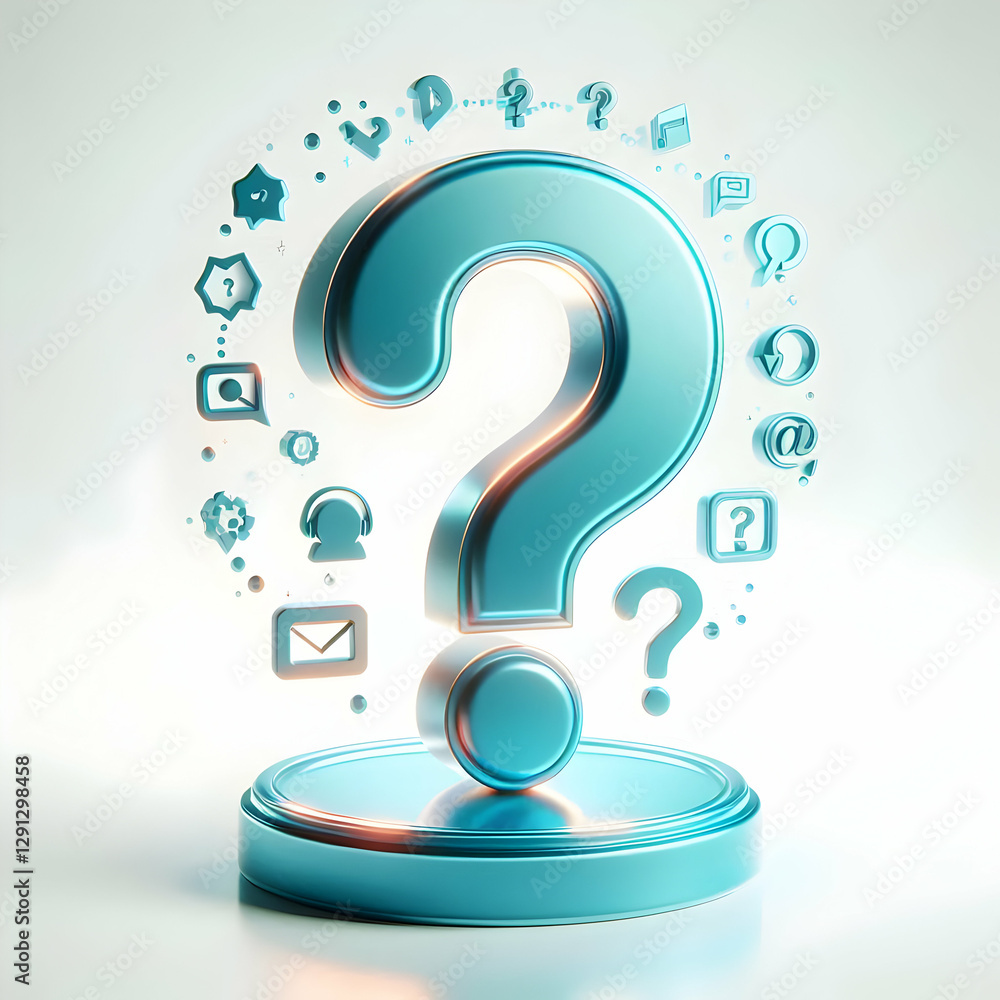 Fototapete 3d question and inquiry represented by a holographic question mark symbolizing curiosity questions a