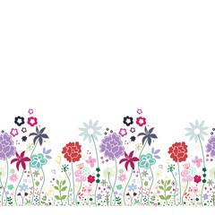 Daisies spring time floral seamless banner design illustration