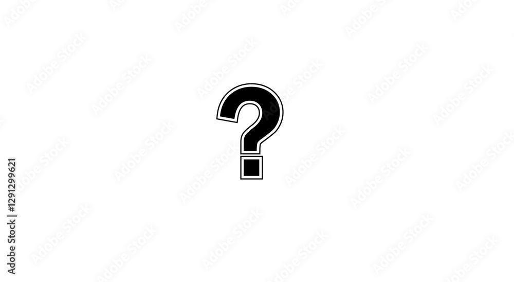 Poster animation of a question mark moving up and down on a white background