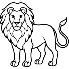 Bold Lion Face Line Art