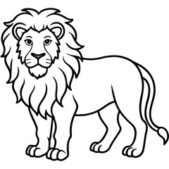 Bold Lion Face Line Art