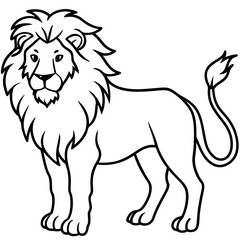 Bold Lion Face Line Art