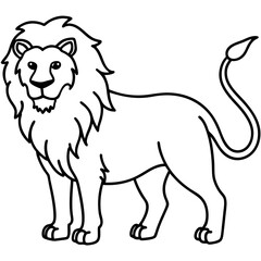 Bold Lion Face Line Art