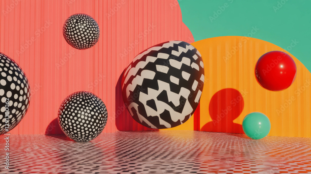 Poster vibrant memphis design with abstract geometric shapes for modern art projects