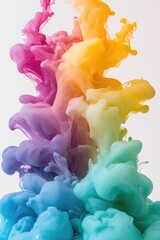 Obraz premium Colorful smoke swirls upward, blending hues of purple, orange, a