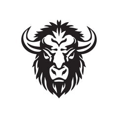 Fototapeta premium Bison Head Logo Design Silhouette Vector Illustration