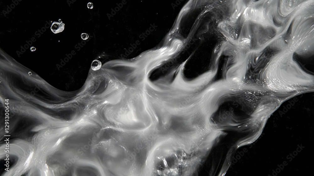 Poster Abstract liquid texture with flowing waves and bubbles for creative design