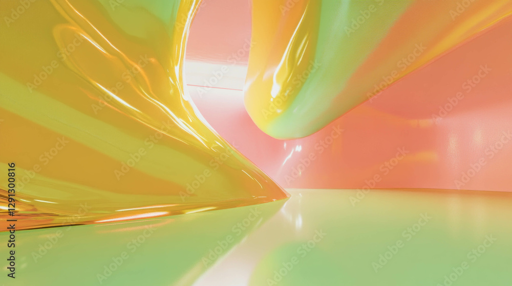 Poster vibrant abstract shapes with smooth surfaces in colorful background for modern design