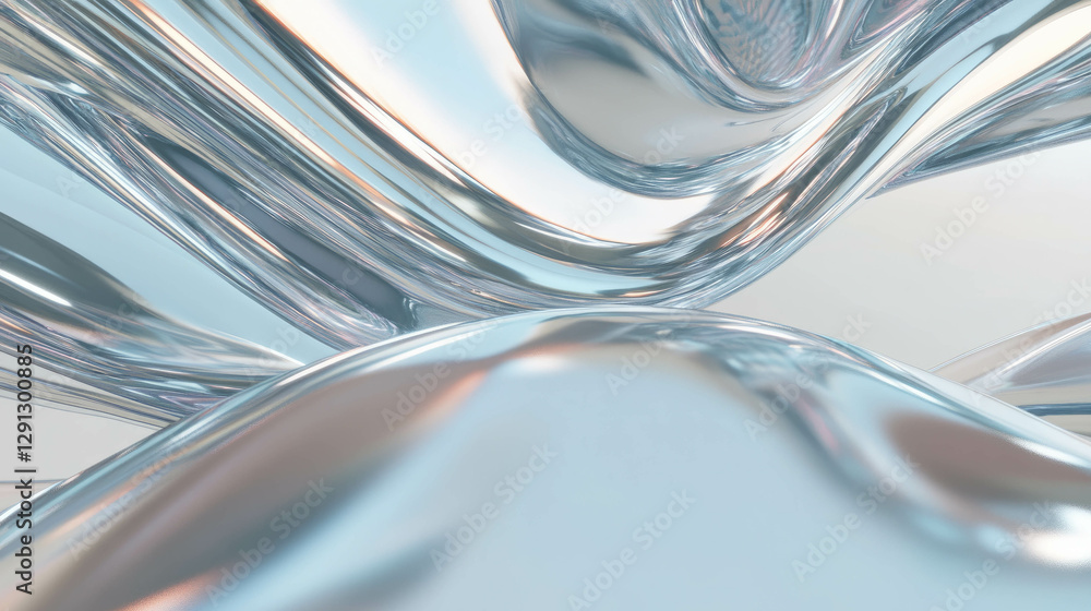 Poster abstract fluid shapes with smooth metallic texture for modern design