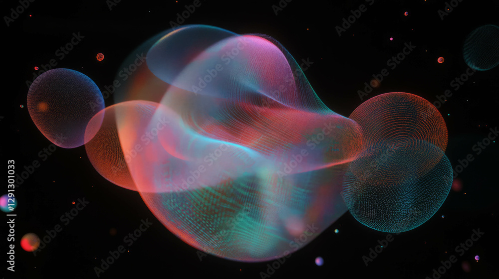 Aufkleber Abstract geometric shapes with colorful wireframe mesh background design
