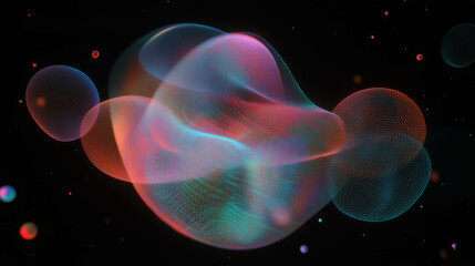 Abstract geometric shapes with colorful wireframe mesh background design